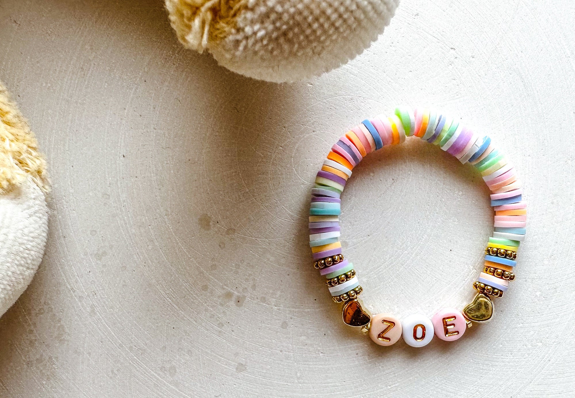 Armband personalisiert für Baby Kind mit Name Initialen Buchstaben