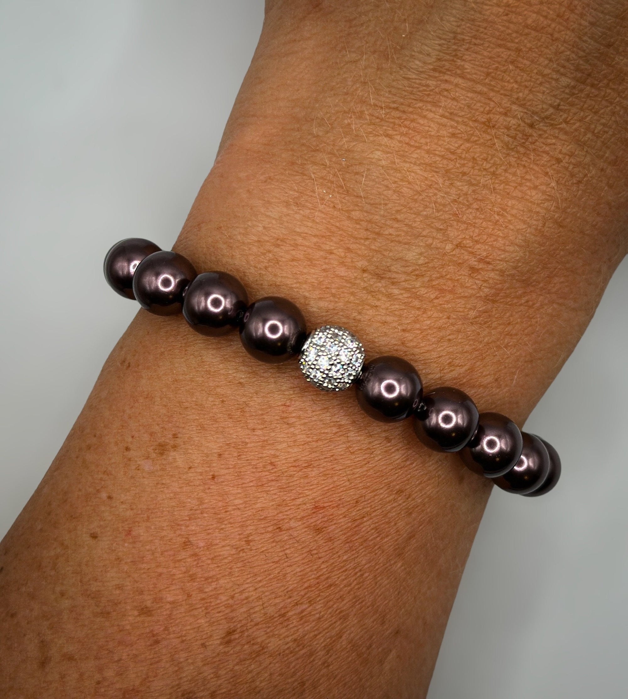 Armband aus schimmernden Swarovski-Perlen und Silberperle