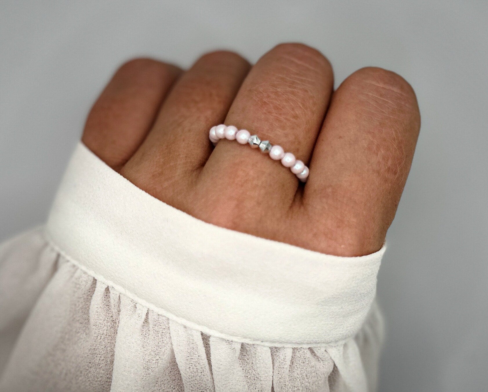 Ring für Damen aus Swarovski-Perlen | filigraner Ring für Frauen | Ring Geschenk Freundin